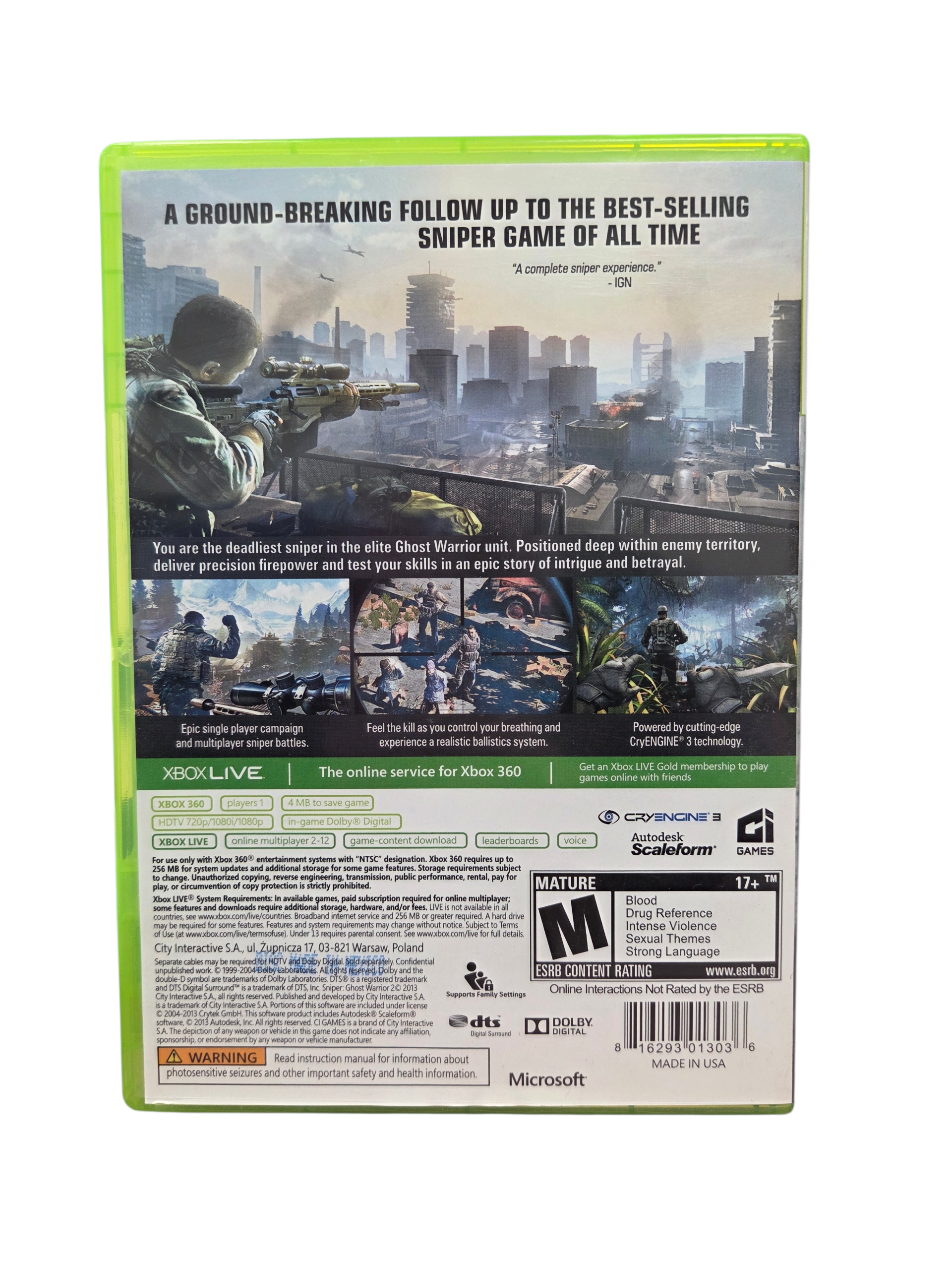 2013 CI Games Sniper Ghost Warrior 2 Microsoft Xbox 360 Complete image 3