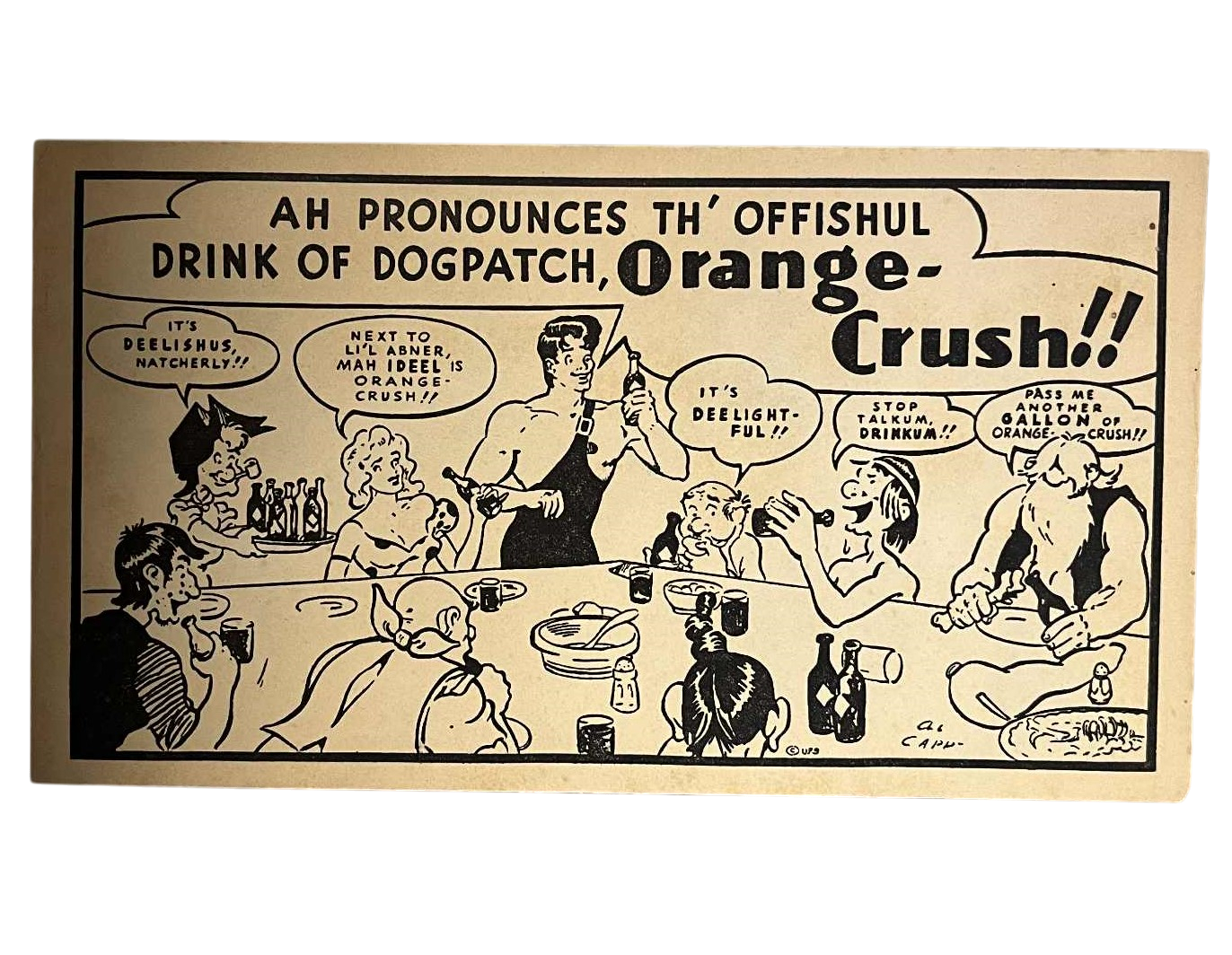 1950 L'il Abner And Friends Dogpatch Orange Crush Envelope Slogan Advertisement