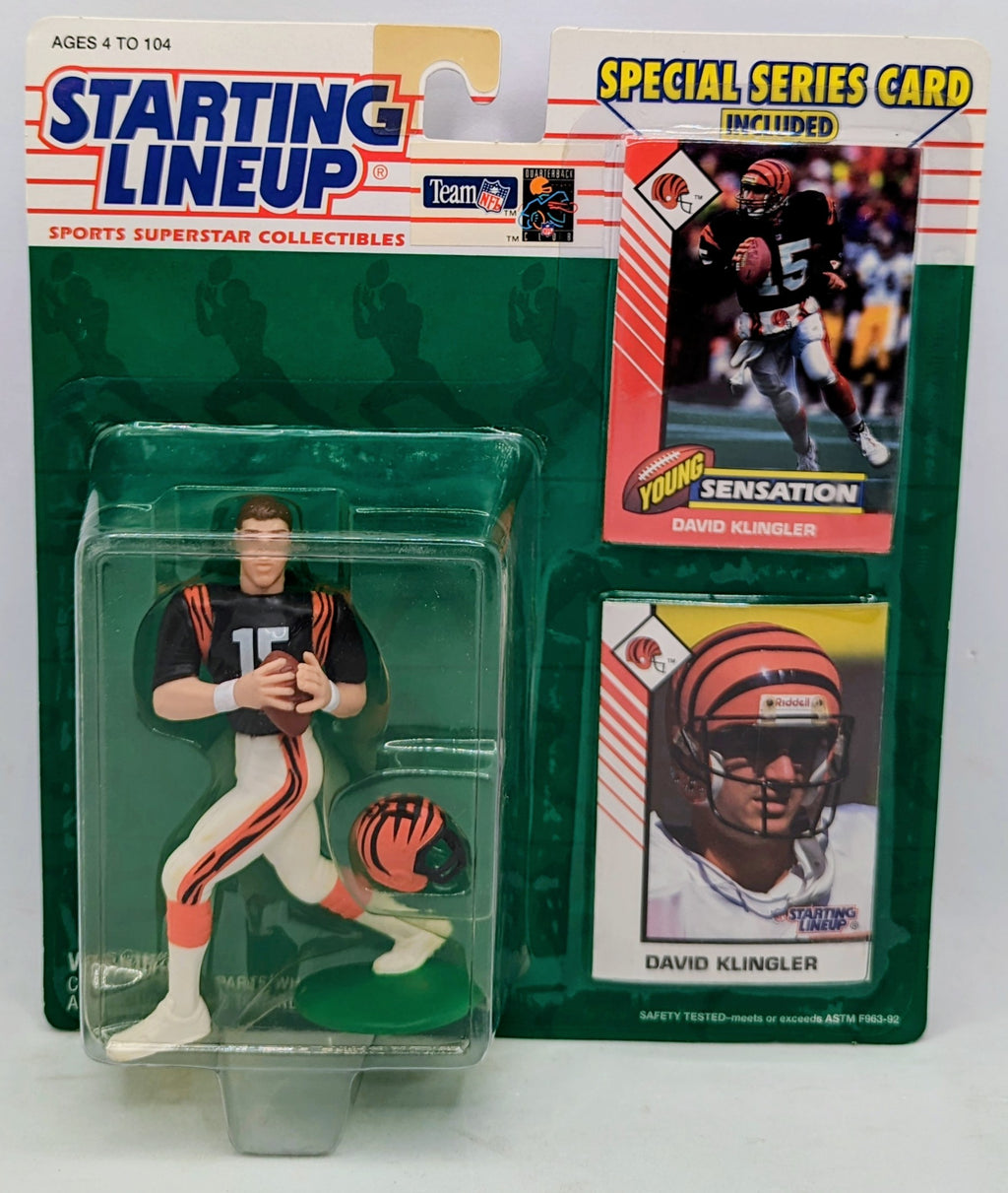 1993 Kenner Starting Lineup David Klingler Cincinnati Bengals Rookie NFL Figure