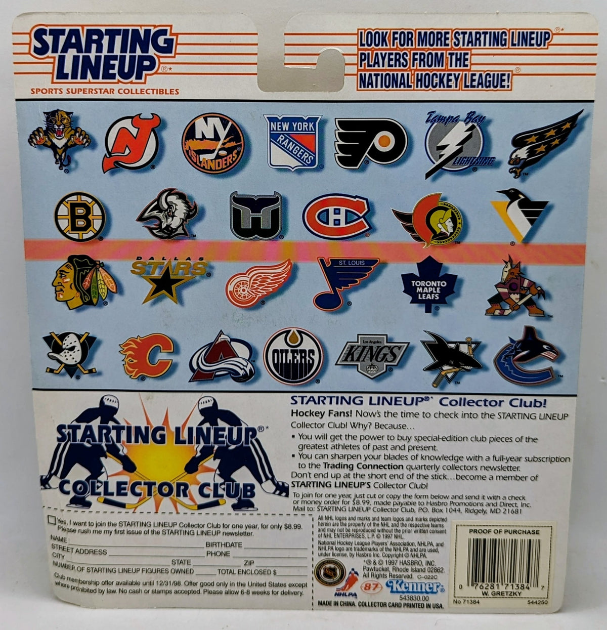 1997 Kenner Starting Lineup Wayne Gretzky New York Rangers Hockey Figure image 2