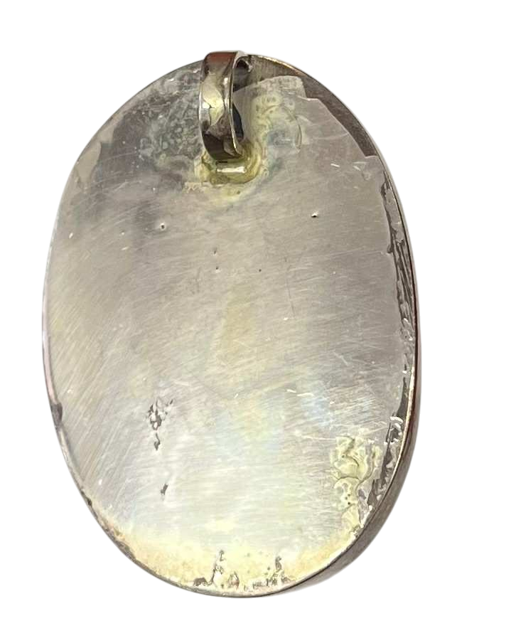 Vintage Double Mabe Pearl In Shell Iridescent Oval Pendant For Necklace image 2