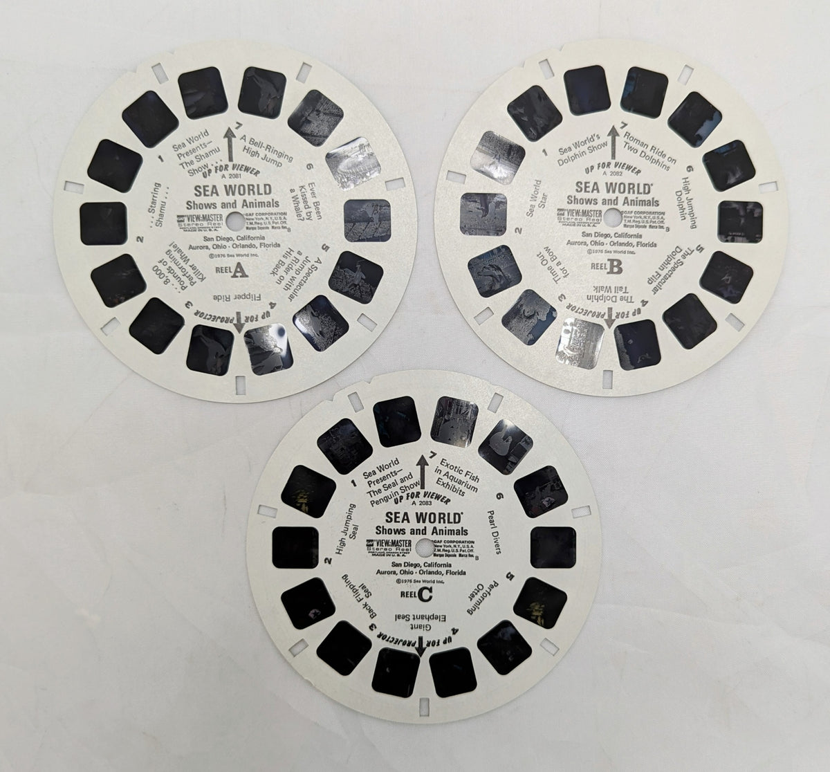 1976 GAF View-Master Sea World Shows & Animals 21 Stereo Pictures 3 Reel Pack image 2