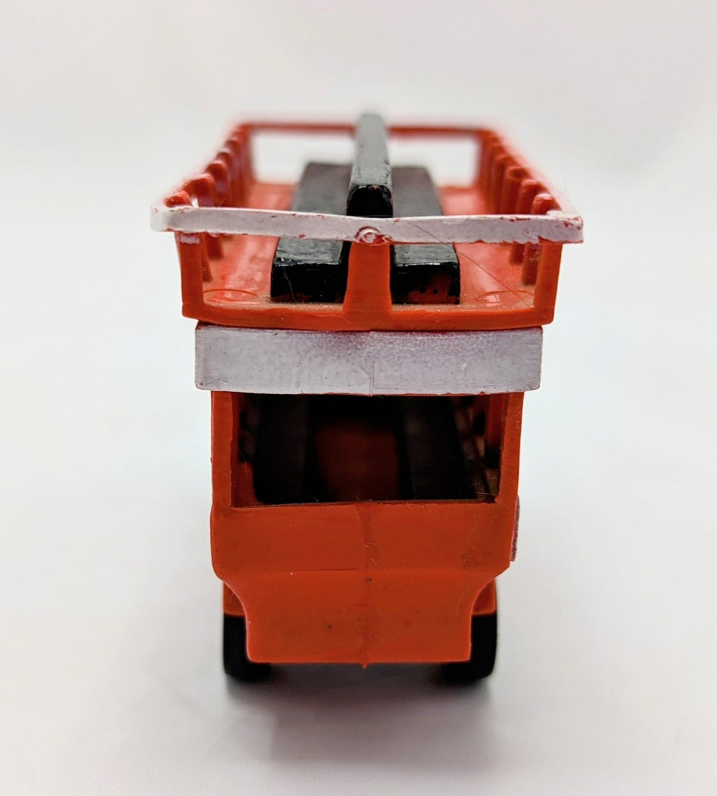Vintage Red Disneyland Omnibus Gold Side Tour Bus Double Decker Plastic Toy image 3