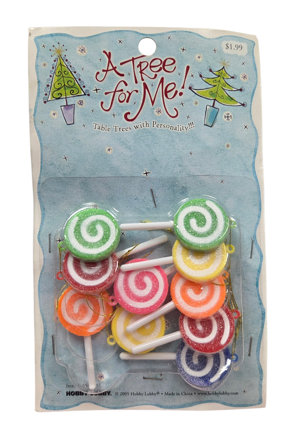 2005 Hobby Lobby Mini Lollipop Candy Christmas 10pc Table Tree Holiday Ornaments