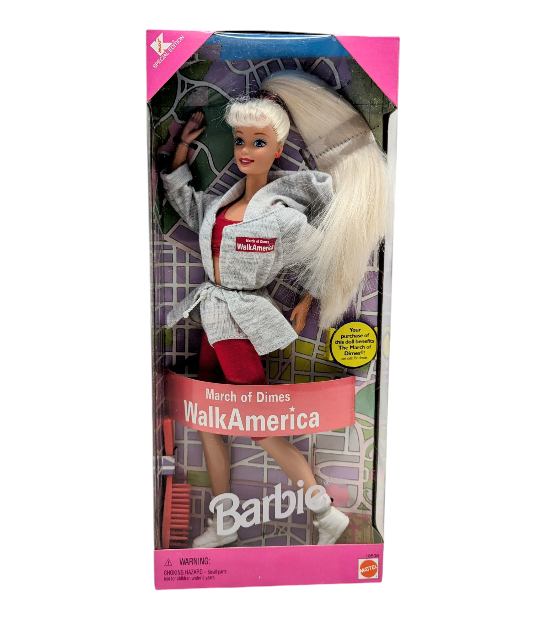 1997 Mattel Barbie K-Mart Specail Edition March Of Dimes Walk America Doll 18506