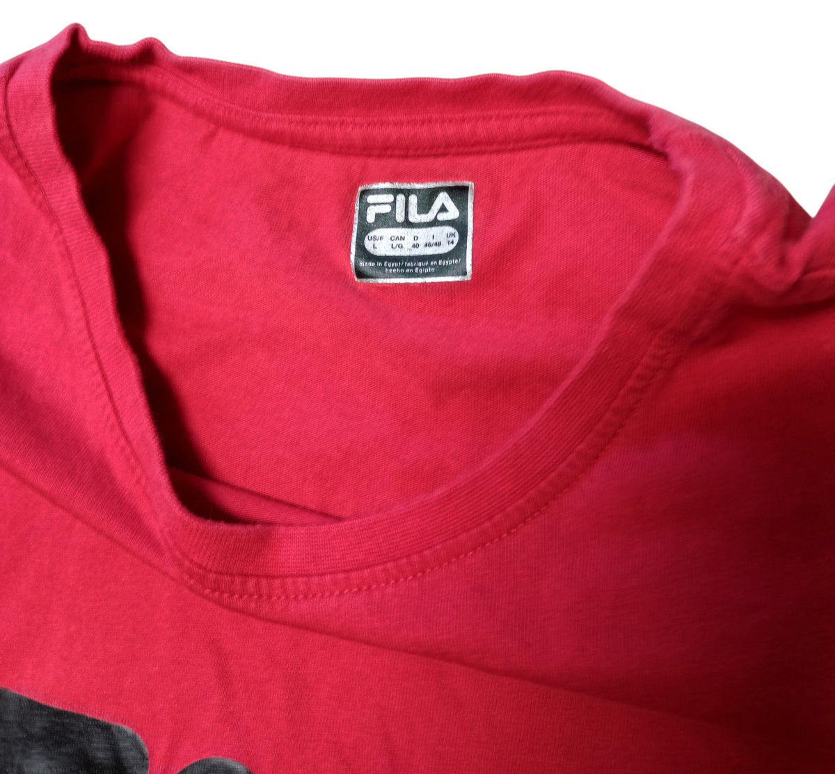 Fila Red Womens Short Sleeve Crew Neck T-Shirt Black And White Stripes Size L image 3