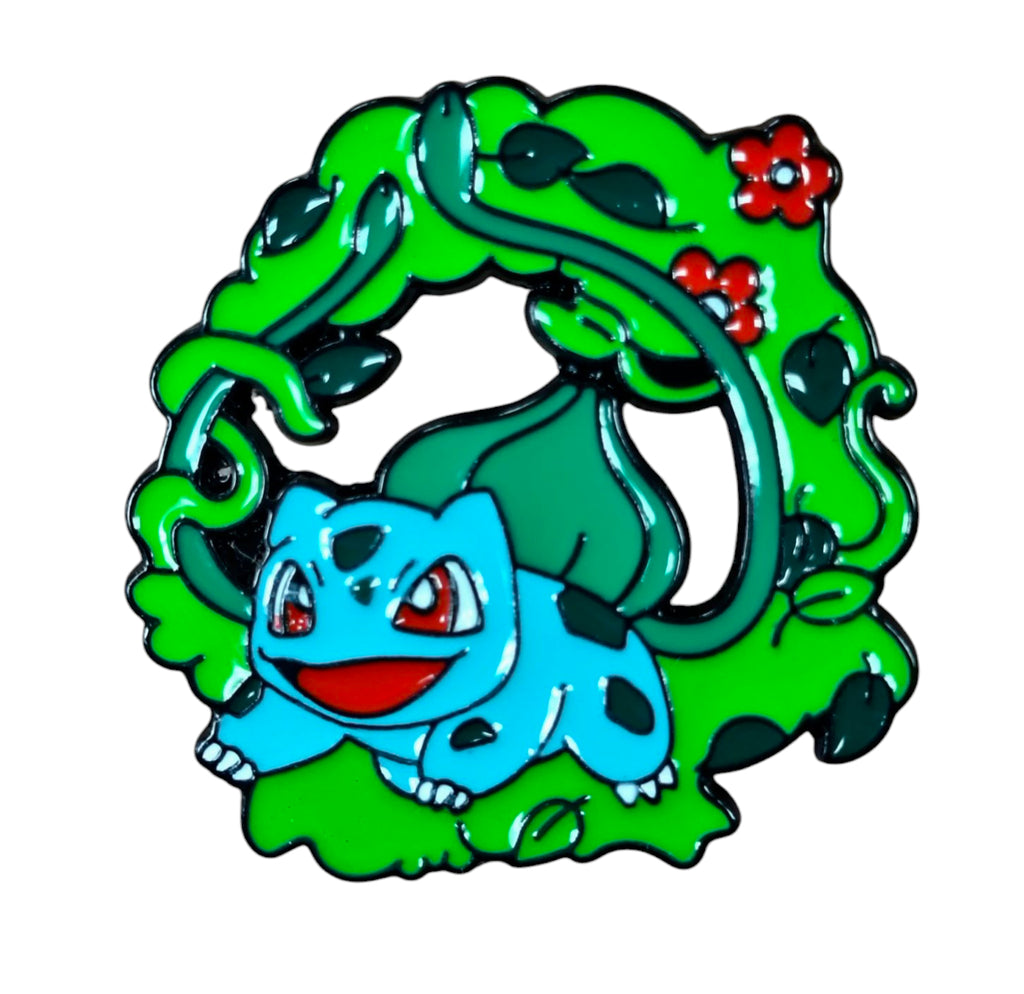 Nintendo Pokemon - Playful Bulbasaur With Vine Wreath Frame Enamel Pin