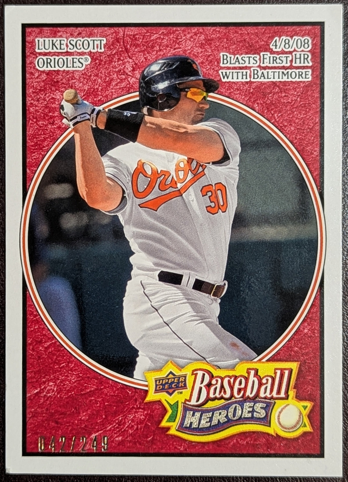 2008 Upper Deck Baseball Heroes Red /249 Luke Scott Orioles #168