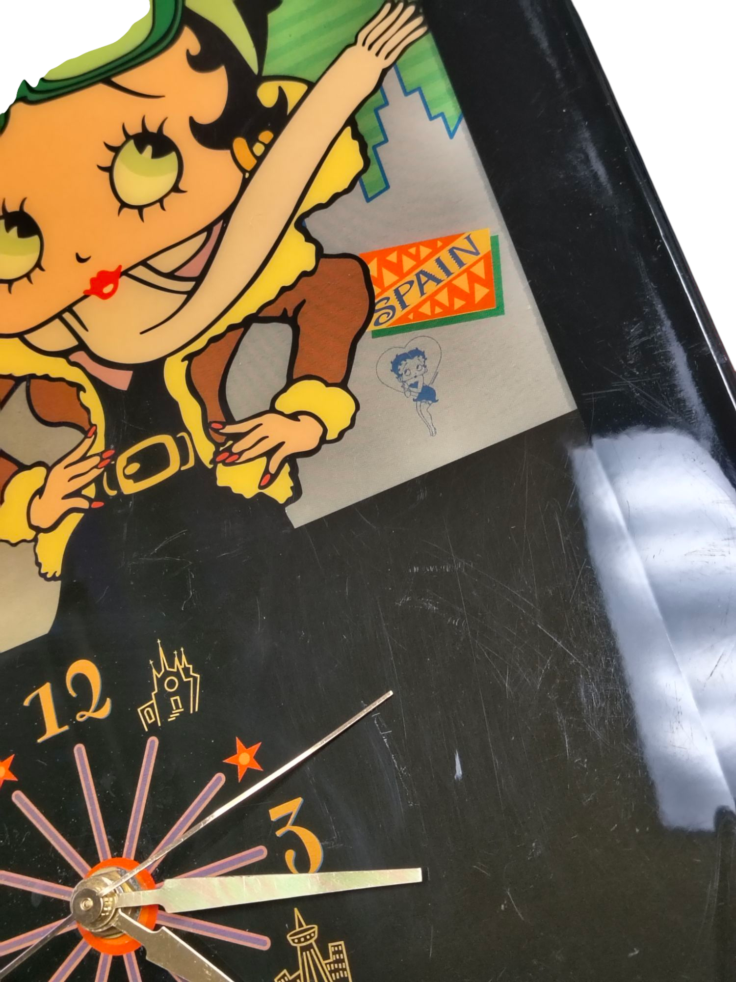 1999 Betty Boop Bon Voyage Enamel Wall Clock 12"x10" image 4
