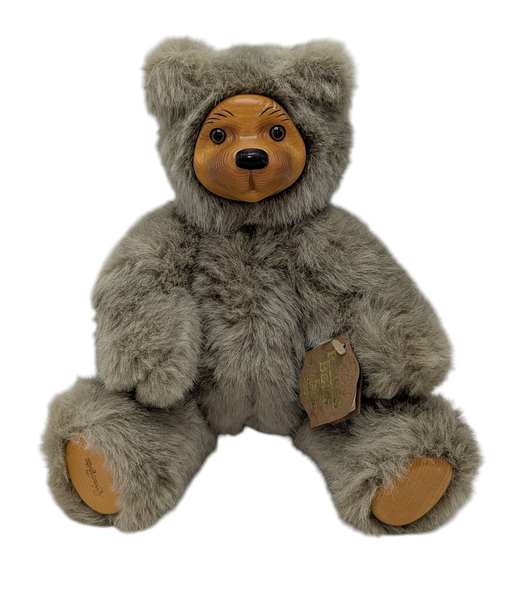 1989 The Good Company Robert Raikes Cookie Posable Wooden Face Teddy Bear 12inch