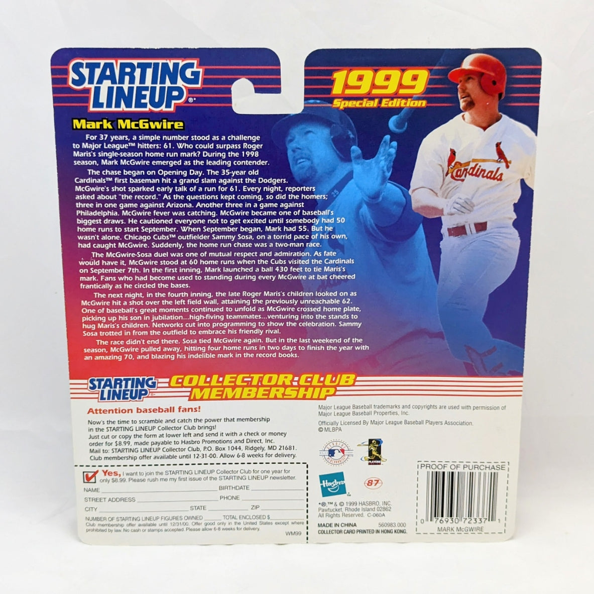 1999 Starting Lineup Mark McGwire Cardinals Record Breaker Baseball Figure image 2