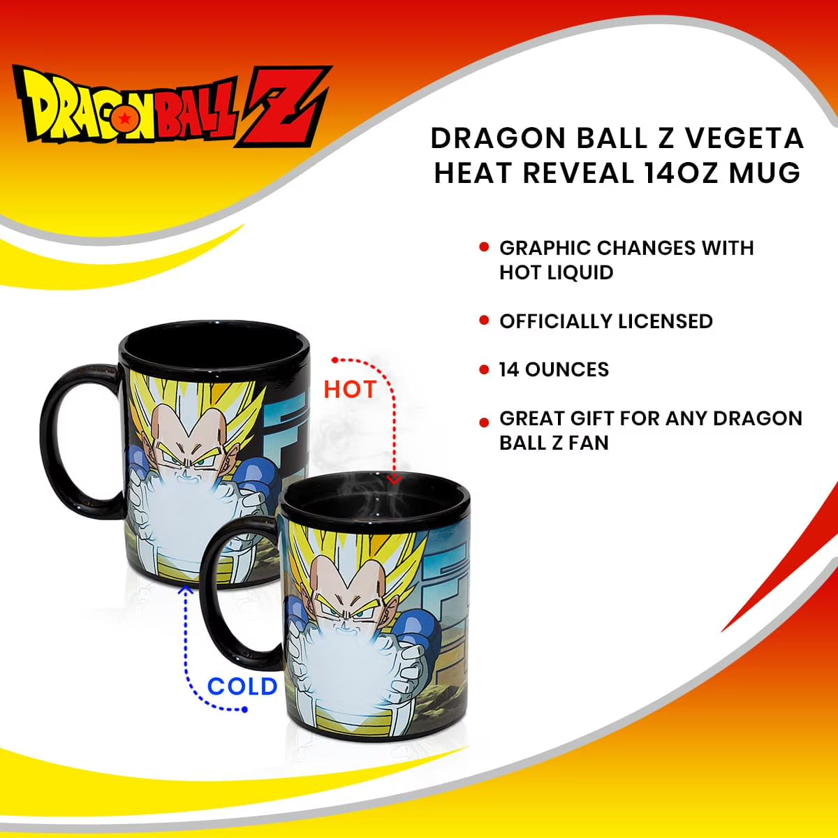 2016 Surreal Entertainment Dragon Ball Z Vegeta Heat Reactive Mug image 6
