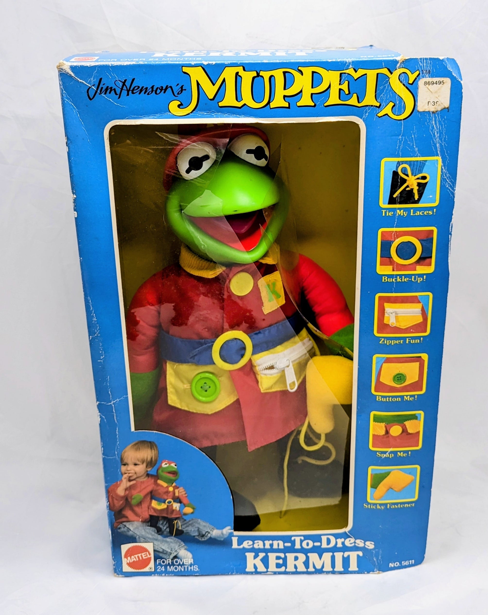 Mattel #5611 Learn to Dress Kermit Doll Jim Henson