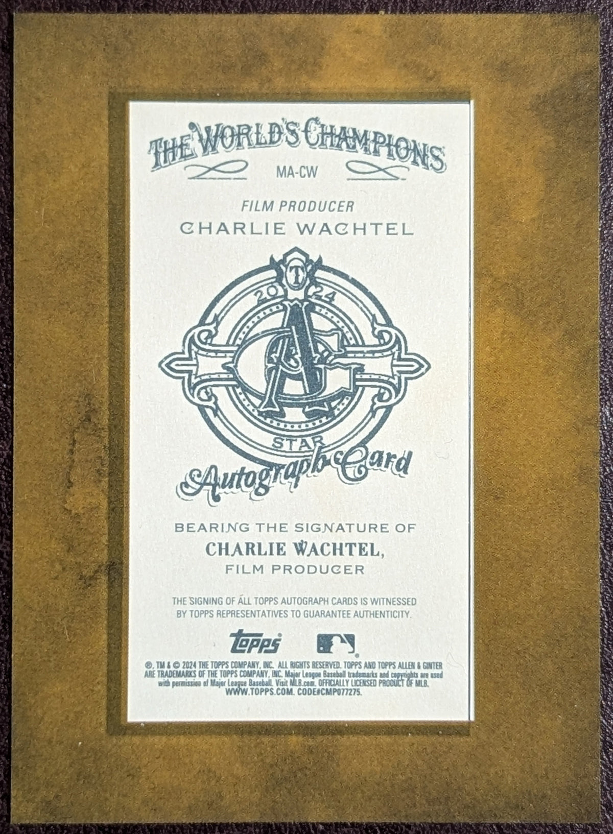 2024 Topps Allen & Ginter Framed Mini Auto #MA-CW Charlie Wachtel Film Producer image 2