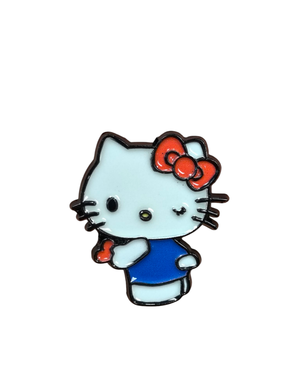 Sanrio Hello Kitty w/ Red Heart, Red Bow And Blue Overalls Character Enamel Pin