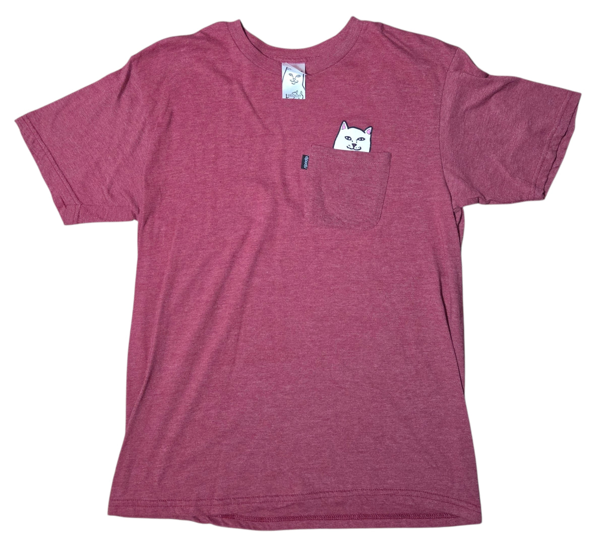 RIPNDIP Lord Nermal Pocket Tee Maroon Red Crewneck Short Sleeve T-Shirt Medium