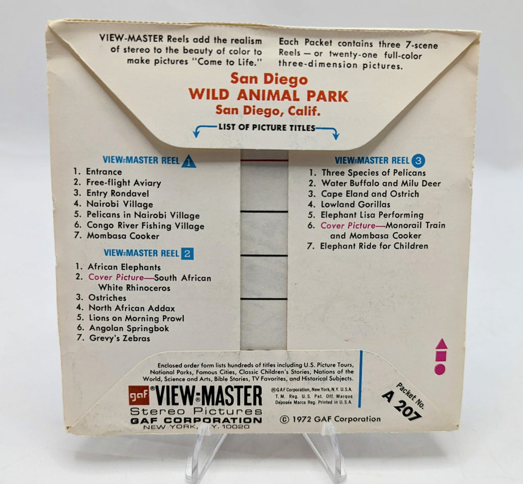 1972 View-Master San Diego Wild Animal Park 3 Reel Pack image 4