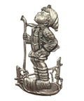 Vintage Pewter Hummel Goebel Style Shepherd Boy Hiker Pin Brooch #37-6