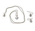 .925 Sterling Silver Cubic Zirconia Pendant 18" Necklace And Earring Set