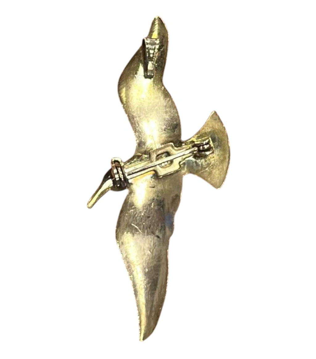 Vintage Silver Tone Seagull Bird Flying Brooch Pin Pendant image 2