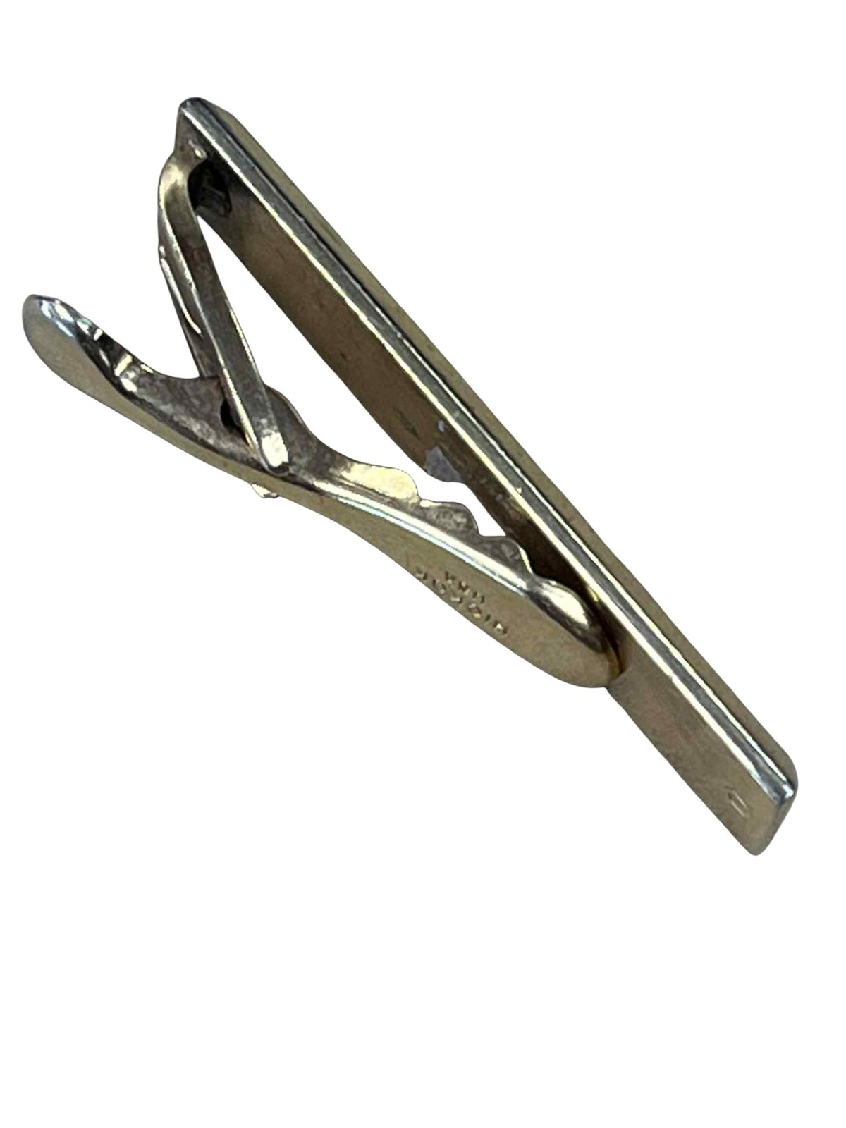 Vintage Hickok USA Silver Tone Tie Clip With Faux Diamonds - DT image 2