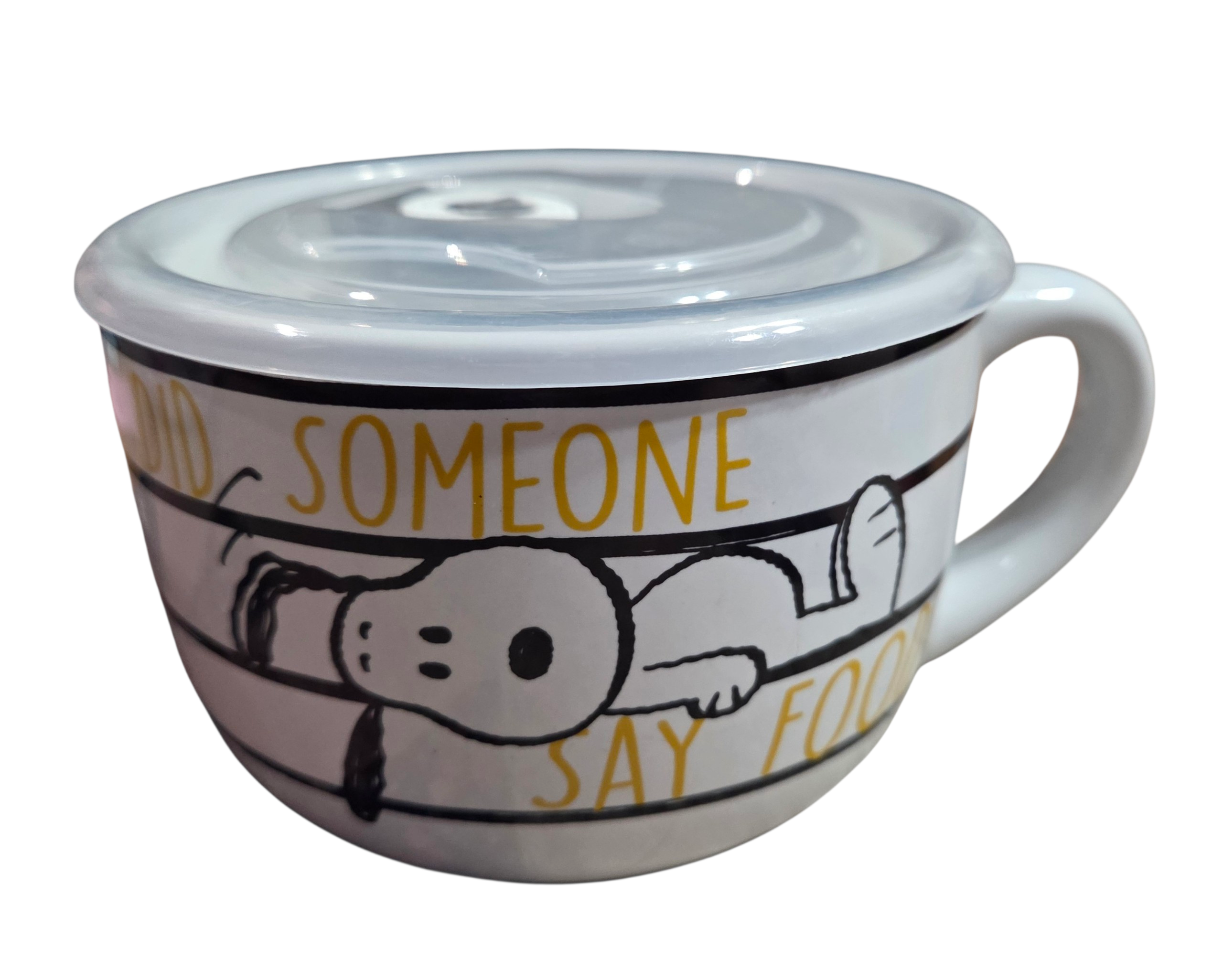 Silver Buffalo Peanuts Snoopy & Woodstock Did Someone Say Food Soup Mug w/ Lid