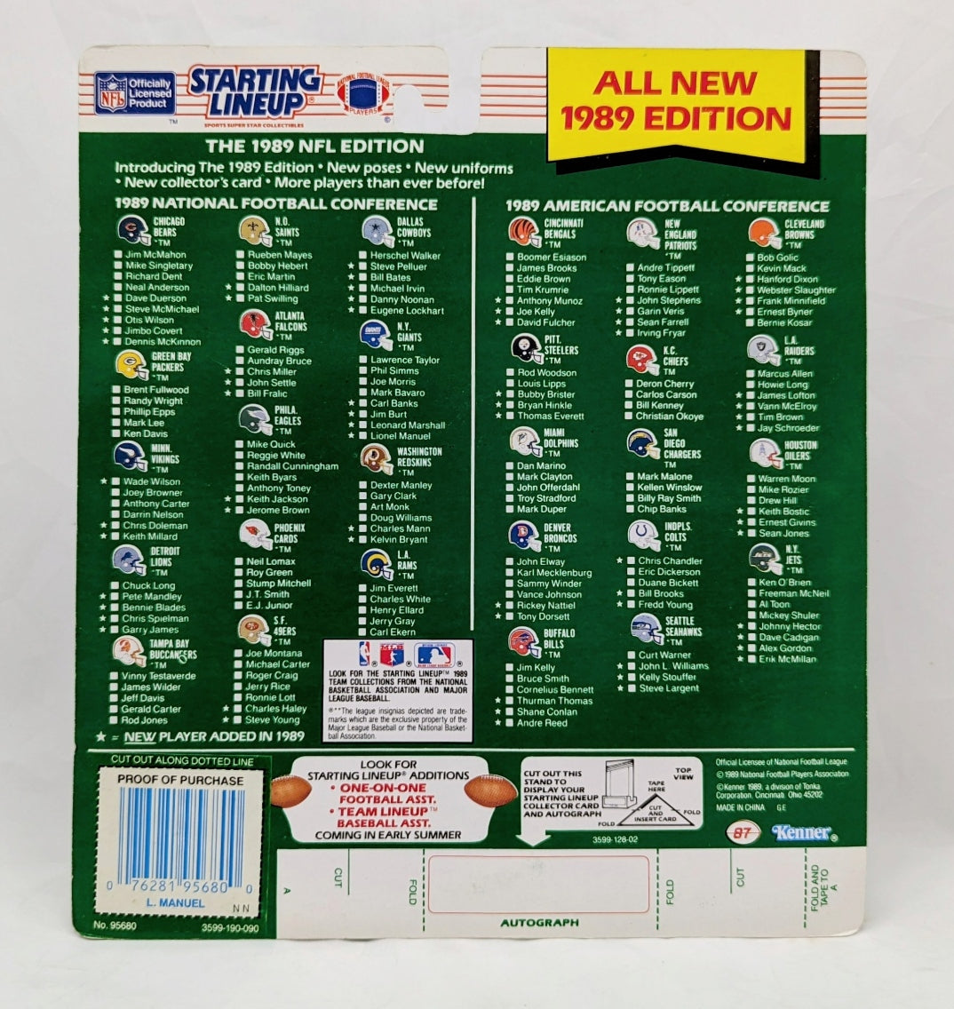 1989 Starting Lineup Lionel Manuel New York Giants Football Figure image 2