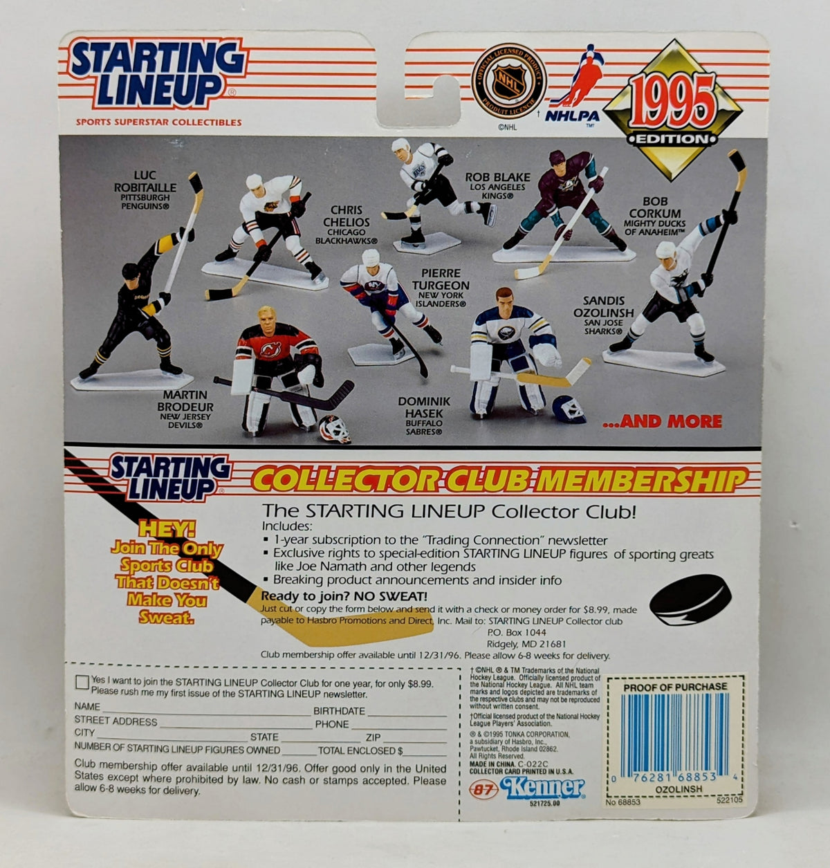 1995 Starting Lineup Sandis Ozolinsh San Jose Sharks Hockey Figure image 2