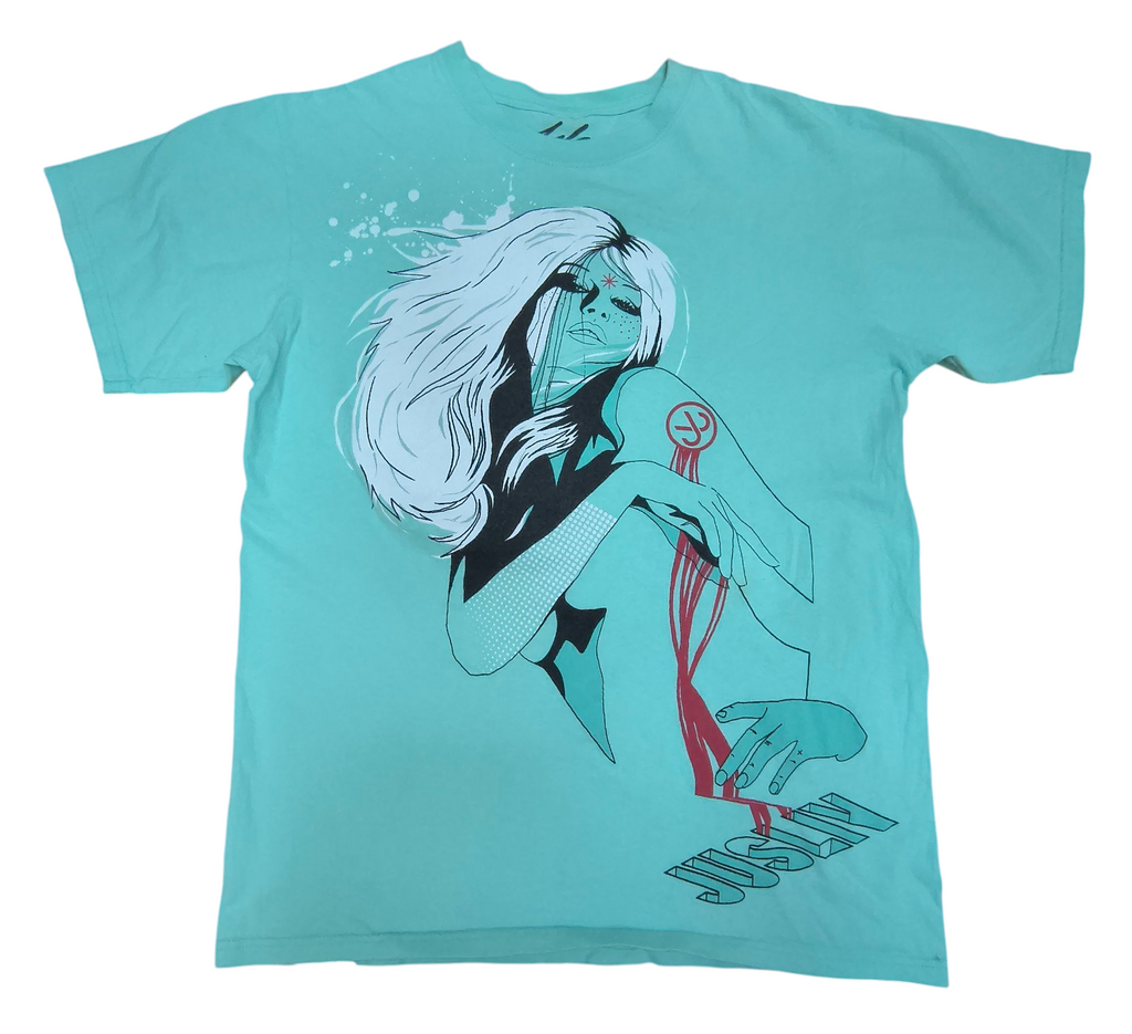 Jus Liv'n In JSLV Lady With White Hair Street Wear Y2K Medium T-Shirt