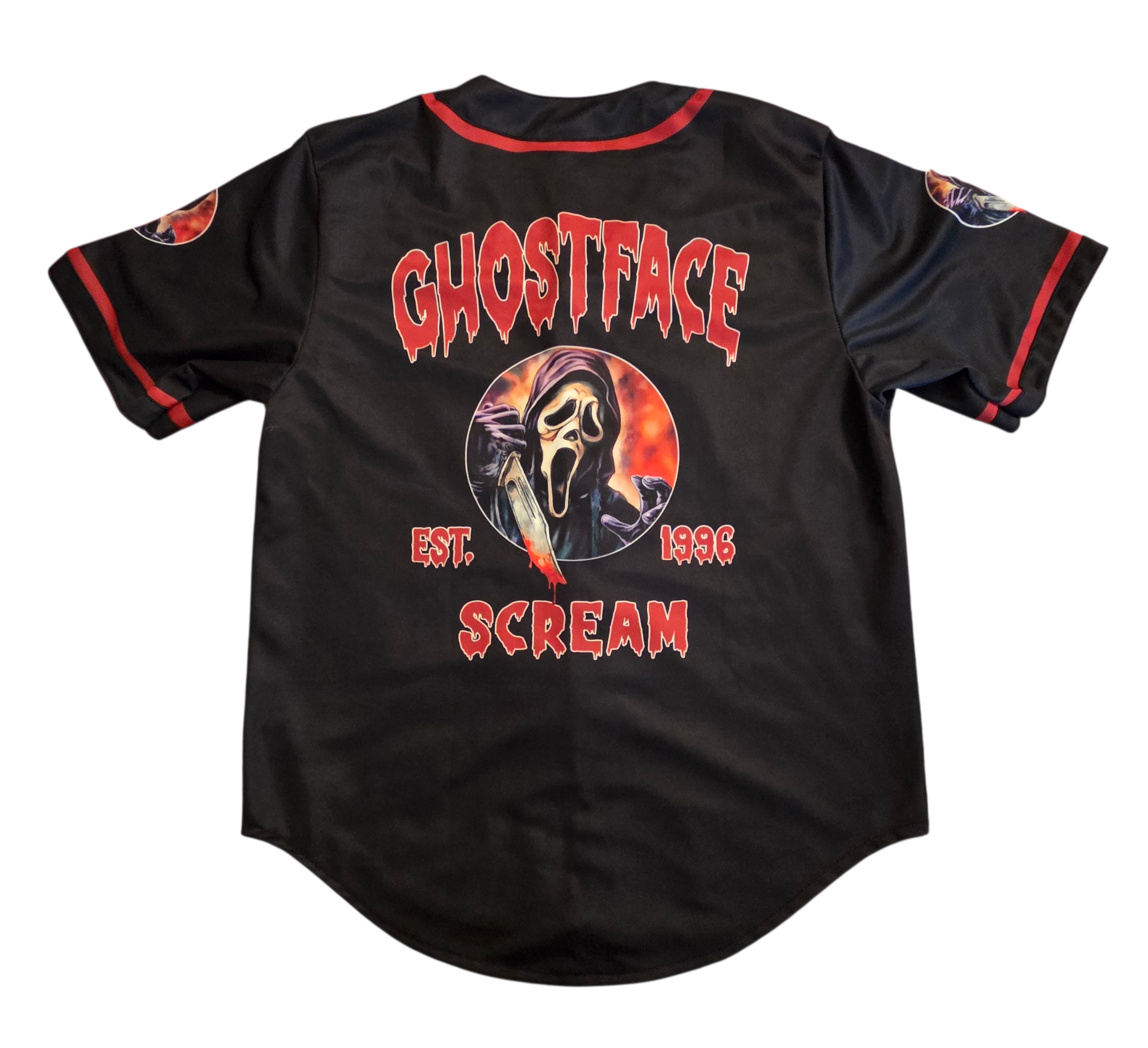 Scream Ghostface Horror Baseball Style Button Up Shirt Size XL image 2