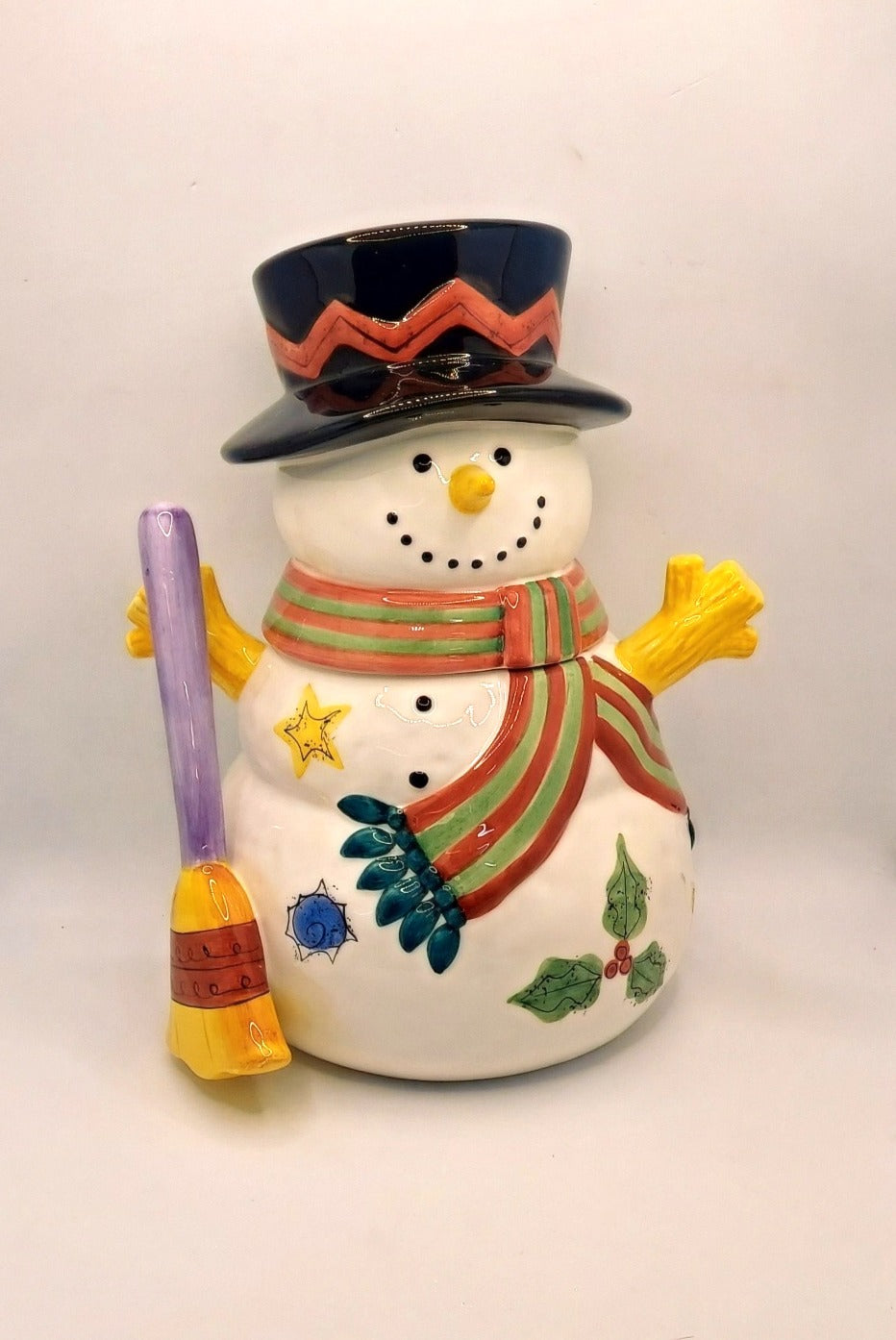 Sango The Sweet Shopp Christmas Snowman Glass Cookie Jar 11"