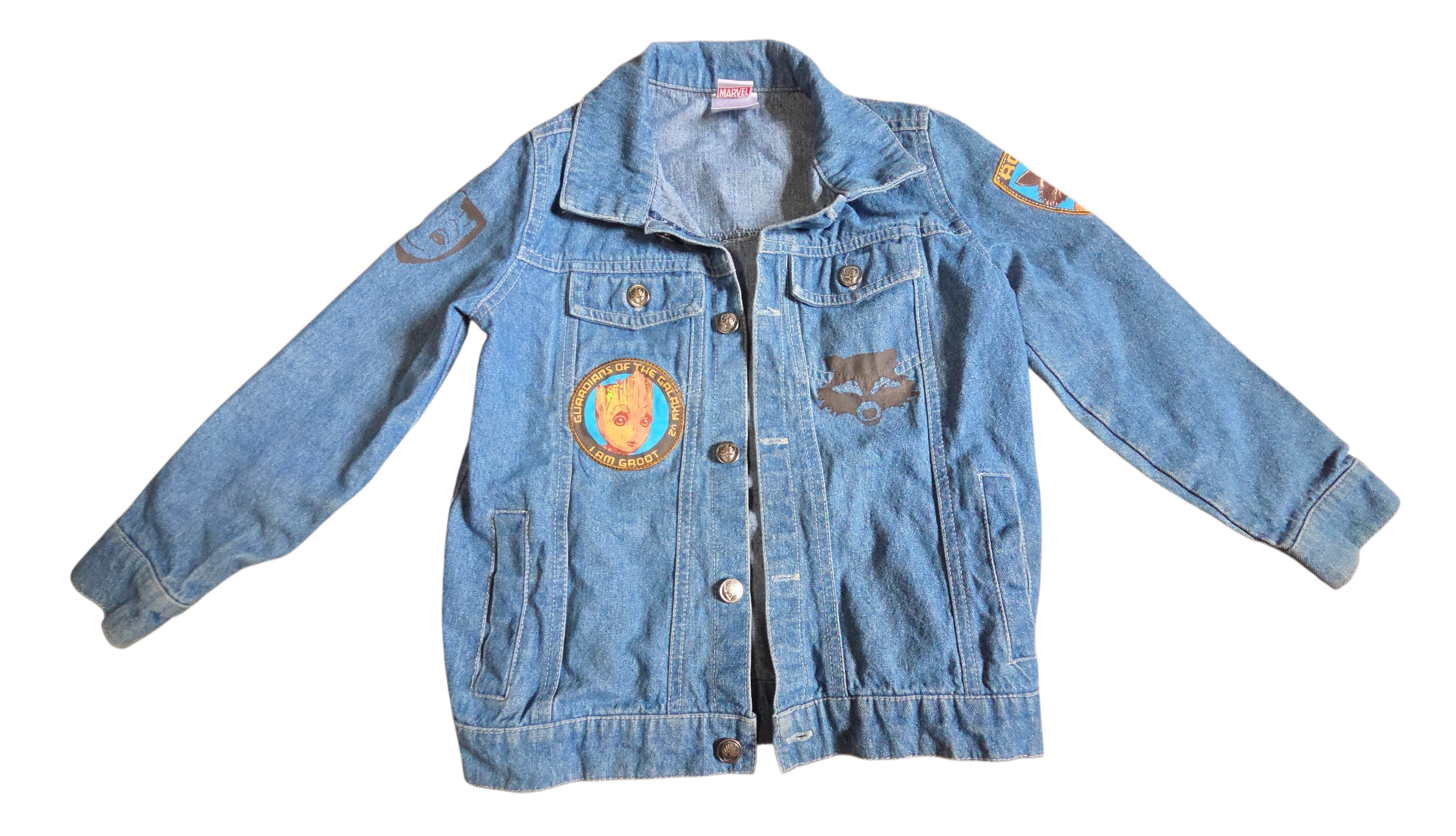 Marvel Guardians Of The Galaxy Vol 2 Denim Jean Jacket Rocket and Groot Size 5T