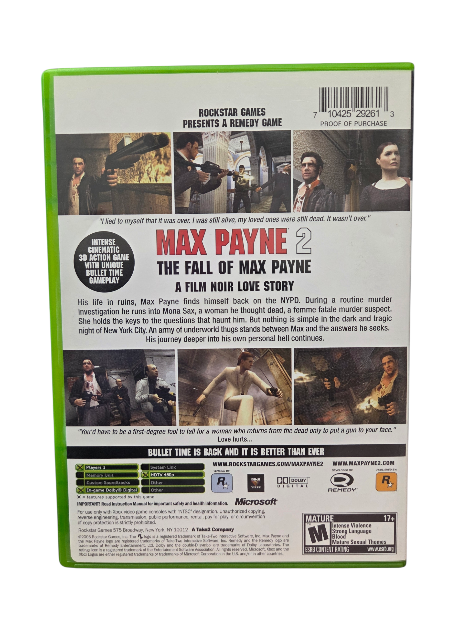 2003 Rockstar Max Payne 2 The Fall of Max Payne Microsoft Xbox CIB image 3