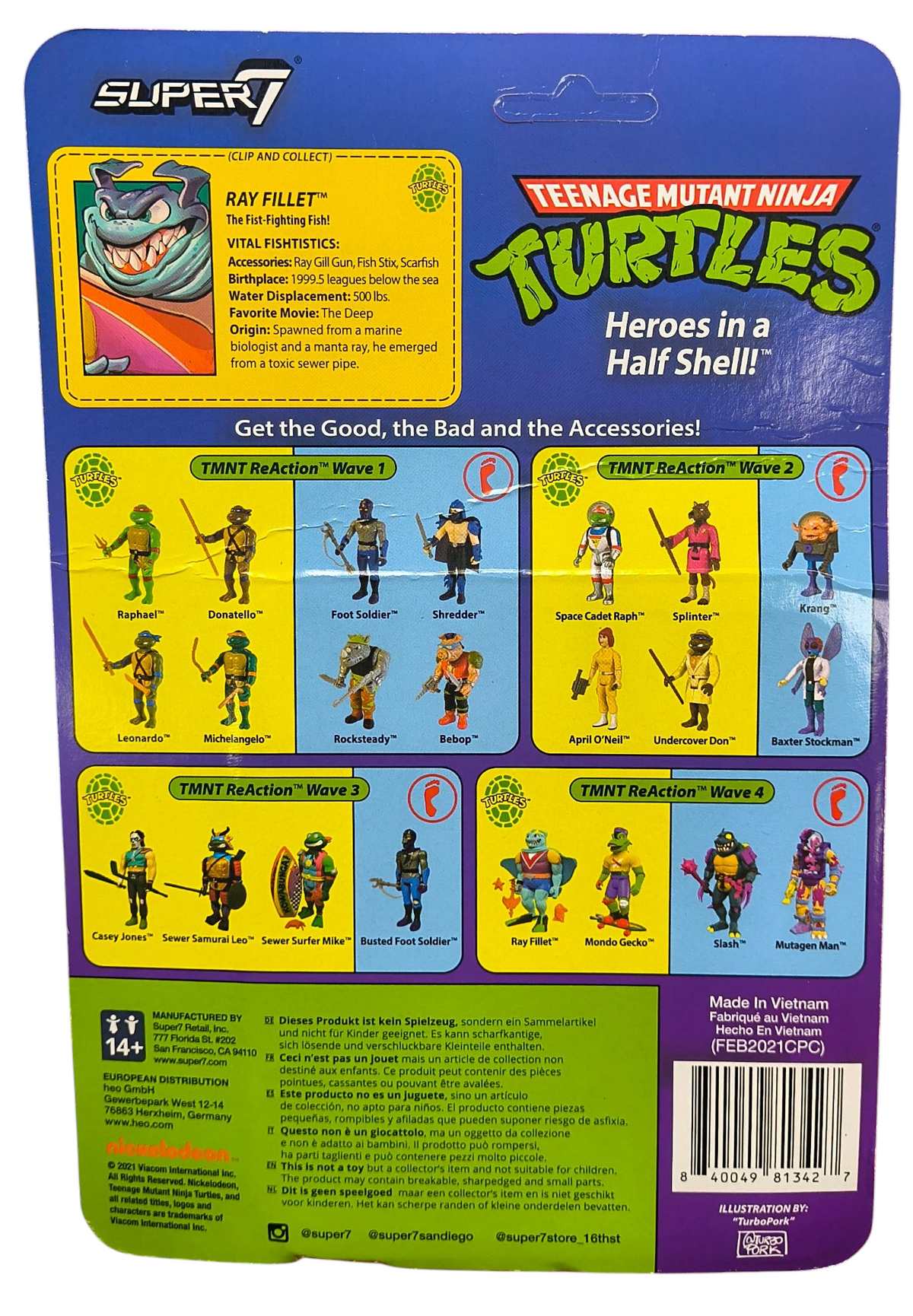 Super7 Reaction Teenage Mutant Ninja Turtles TMNT Ray Filet 3.75 Figure image 2