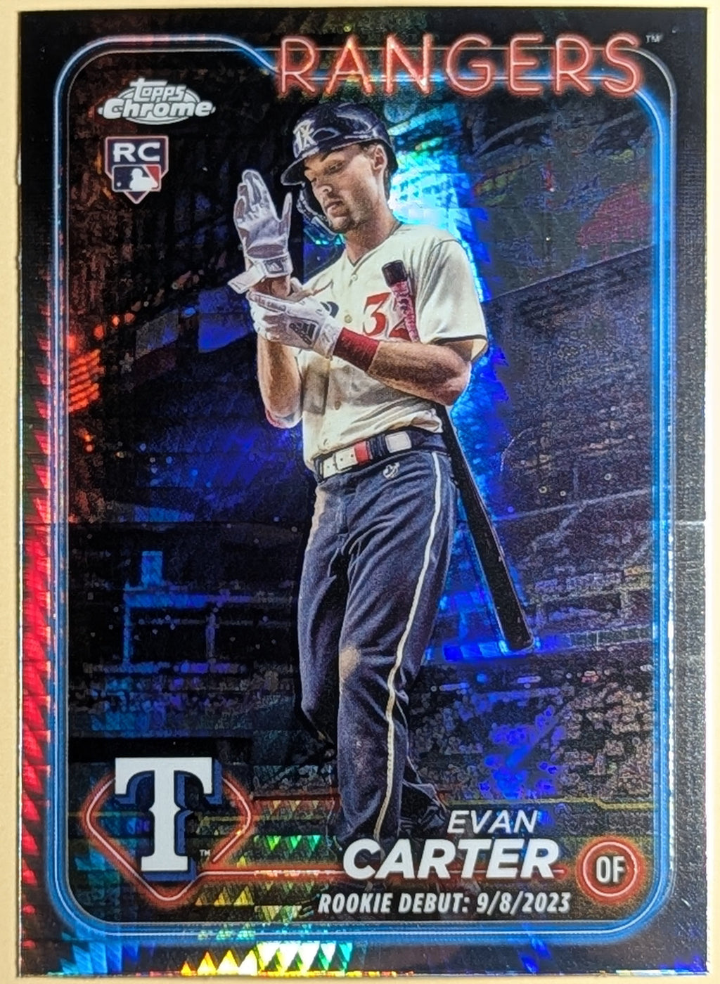 2024 Topps Chrome Update Evan Carter Prism Refractor Debut #USC199 Texas Rangers