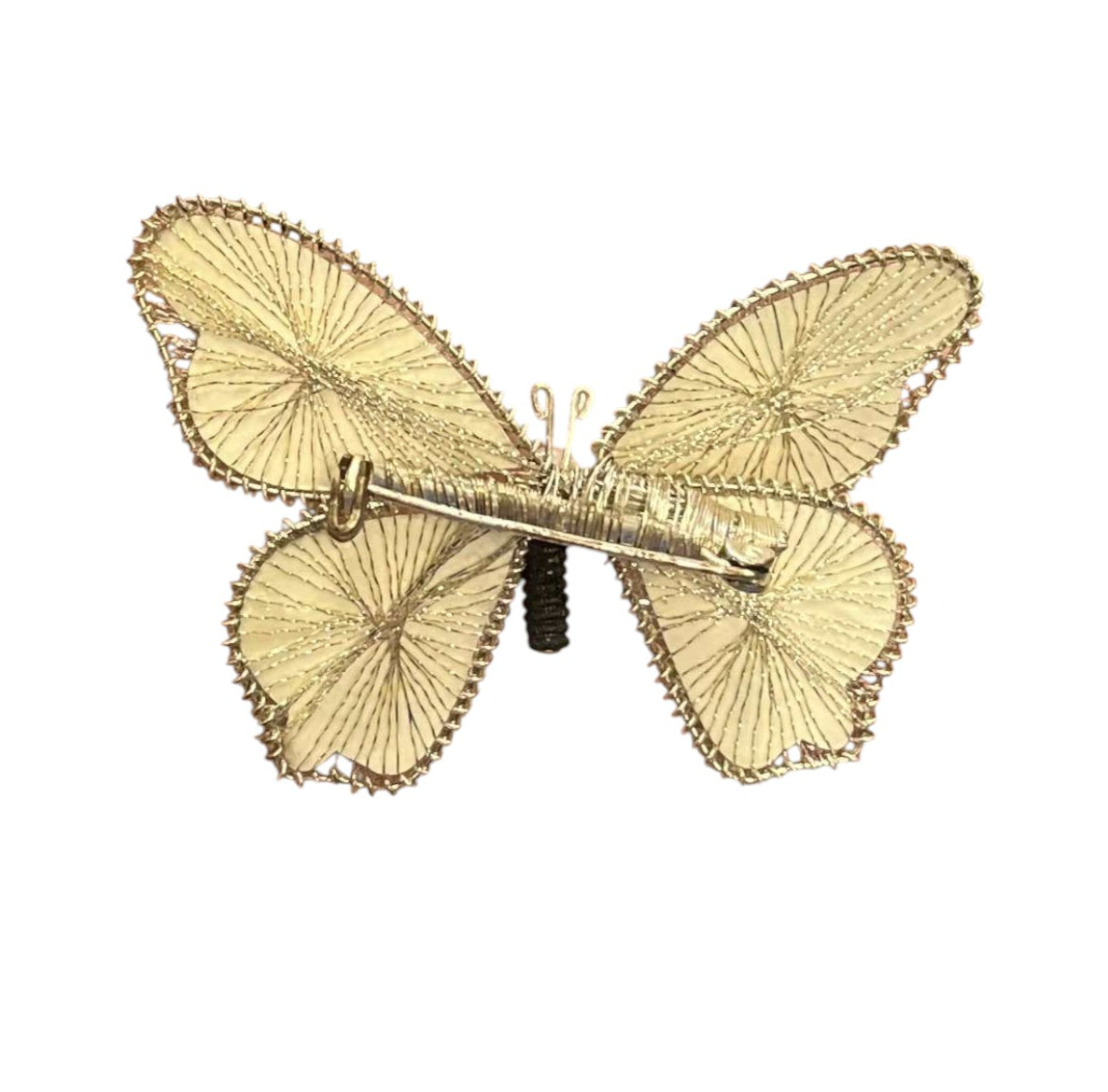 Vintage Bavarian West Germany Spun Wire Paper Butterfly Brooch Pin image 2