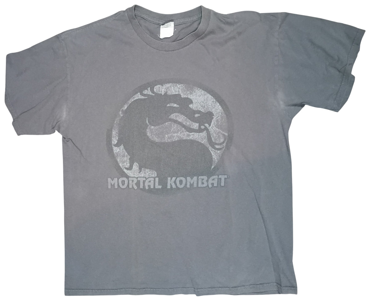 Vintage Mortal Kombat Dragon Logo Grey Mens T-Shirt Size Large