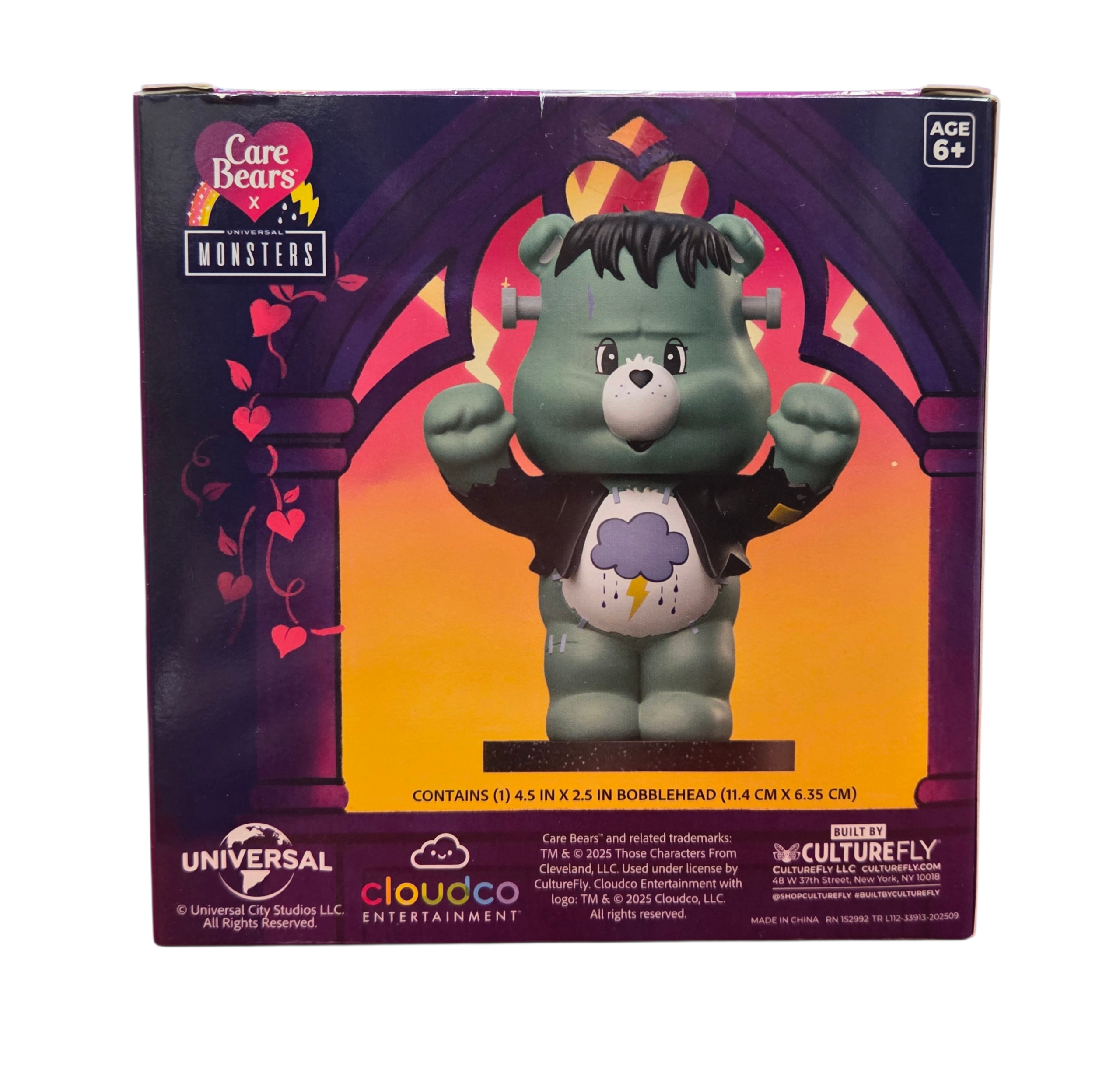 2025 Culturefly Care Bears x Universal Monsters Grumpy Bear as Frankenstein 4.5" image 2