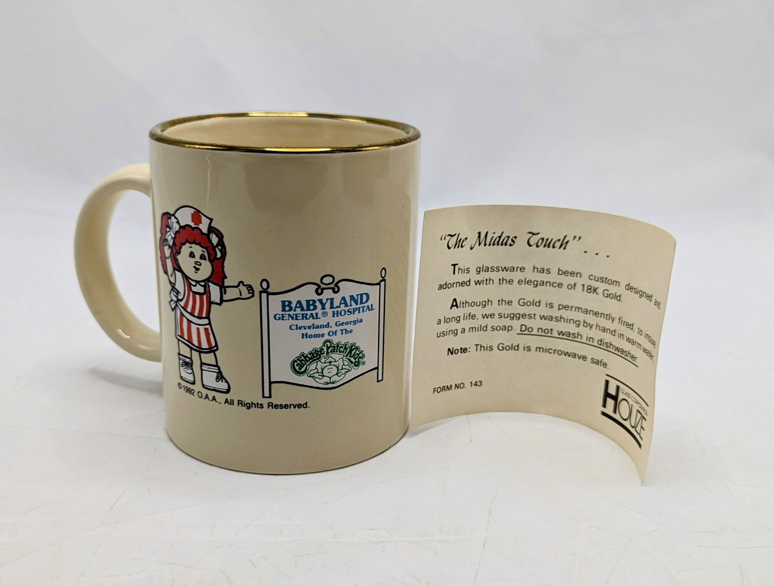 1992 Cabbage Patch Babyland General Hospital Stork We Deliver Cleveland Mug