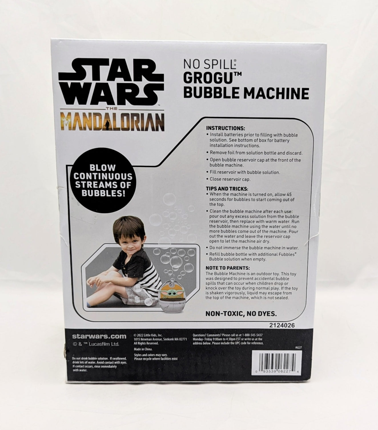2022 Little Kids Star Wars Mandalorian Grogu Baby Yoda No Spill Bubble Machine image 2