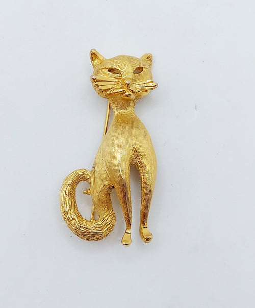 1950's B.S.K. Gold Cat Brooch