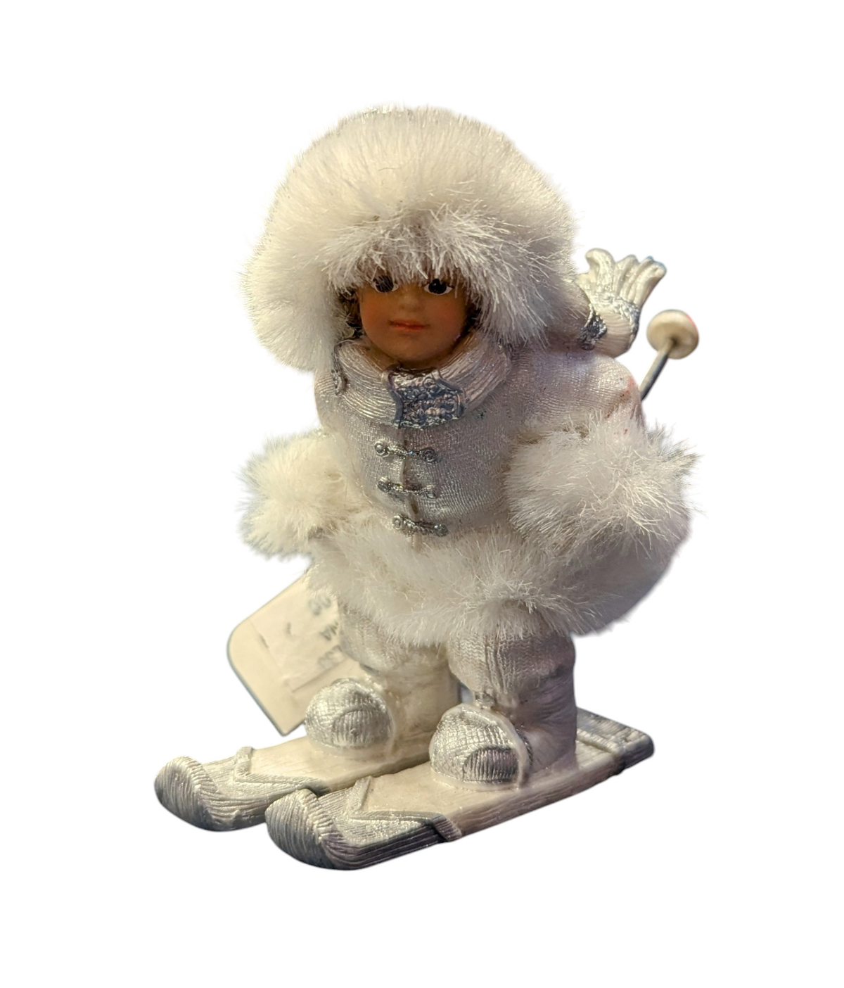 Fun On The Slopes Girl Skiing In White Outfit Christmas Ornament