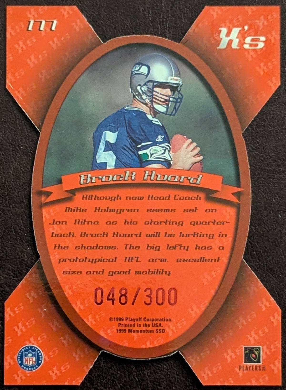 1999 Playoff Momentum SSD X’s Brock Huard #177 Die-Cut /300 image 2