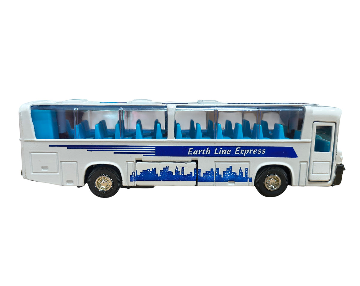Earth Line Express Diecast Pull Back Transit Bus Doors Open 7.5"