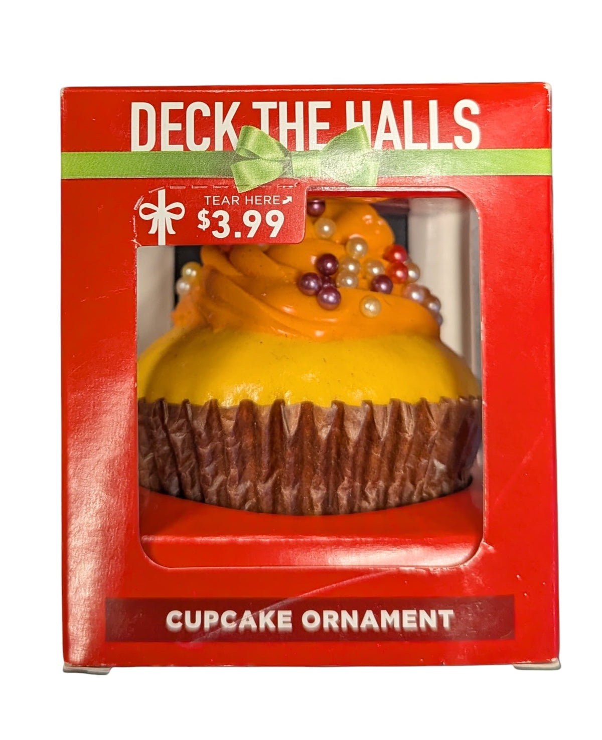 2016 Walgreen Deck The Halls Orange Foam Frosting w/ Sprinkles Cupcake Ornament