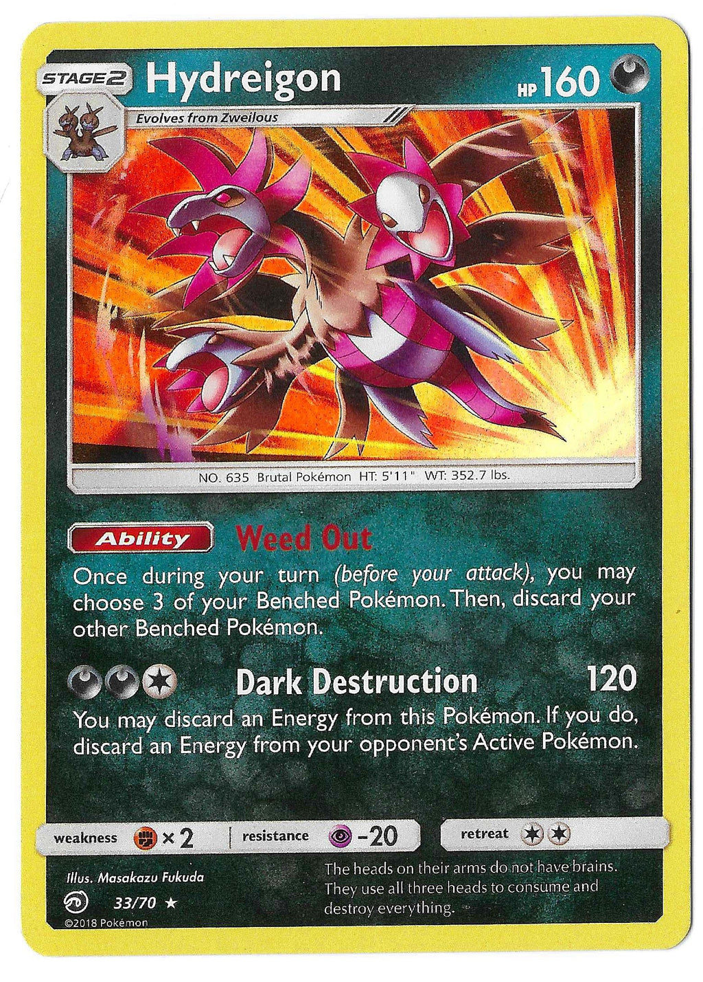 2018 Pokemon TCG Hydreigon Dragon Majesty Reverse Holo Rare 33/70