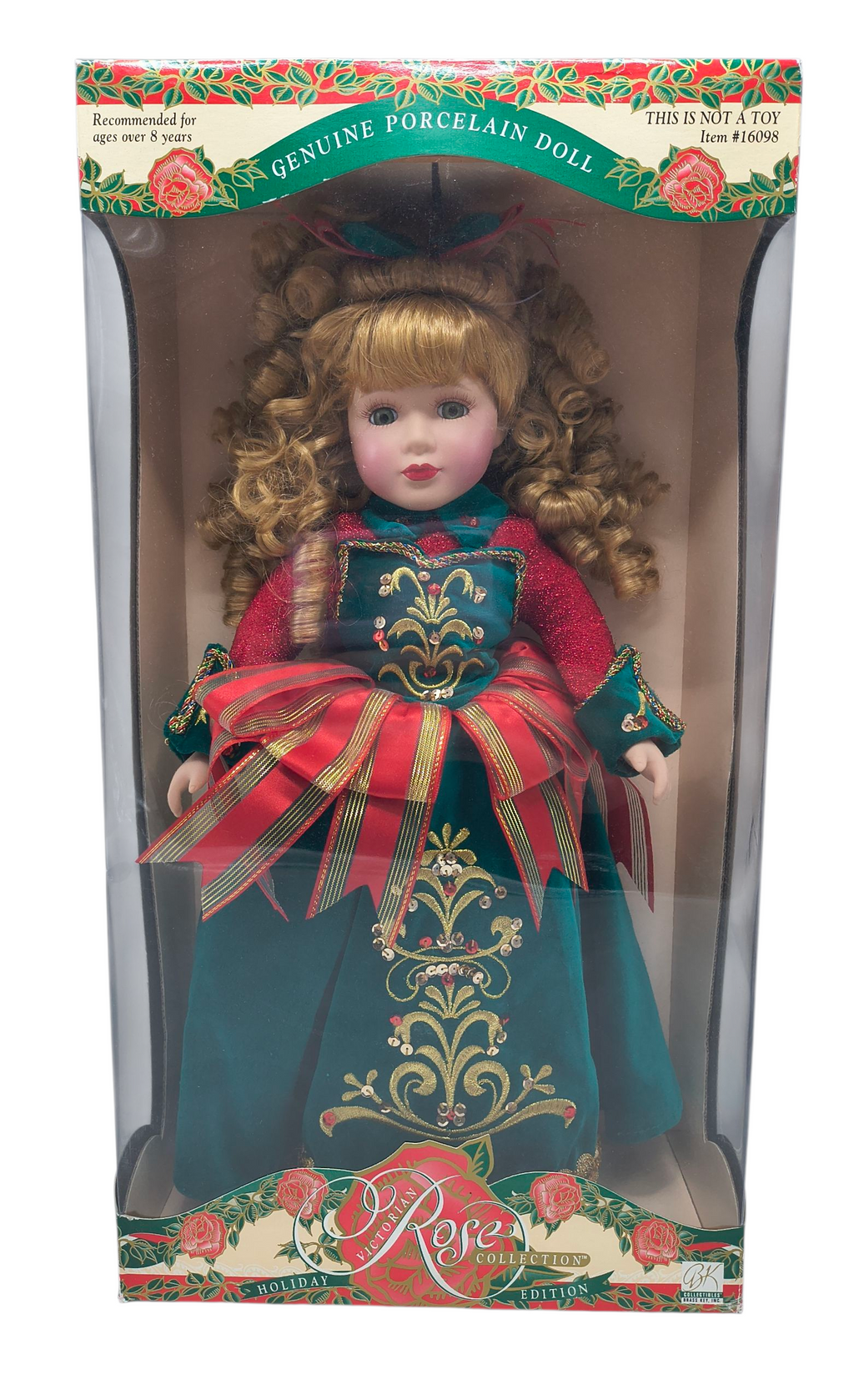 1998 Brass Key Melissa Jane Victorian Rose Holiday Edition 16" Blonde Doll