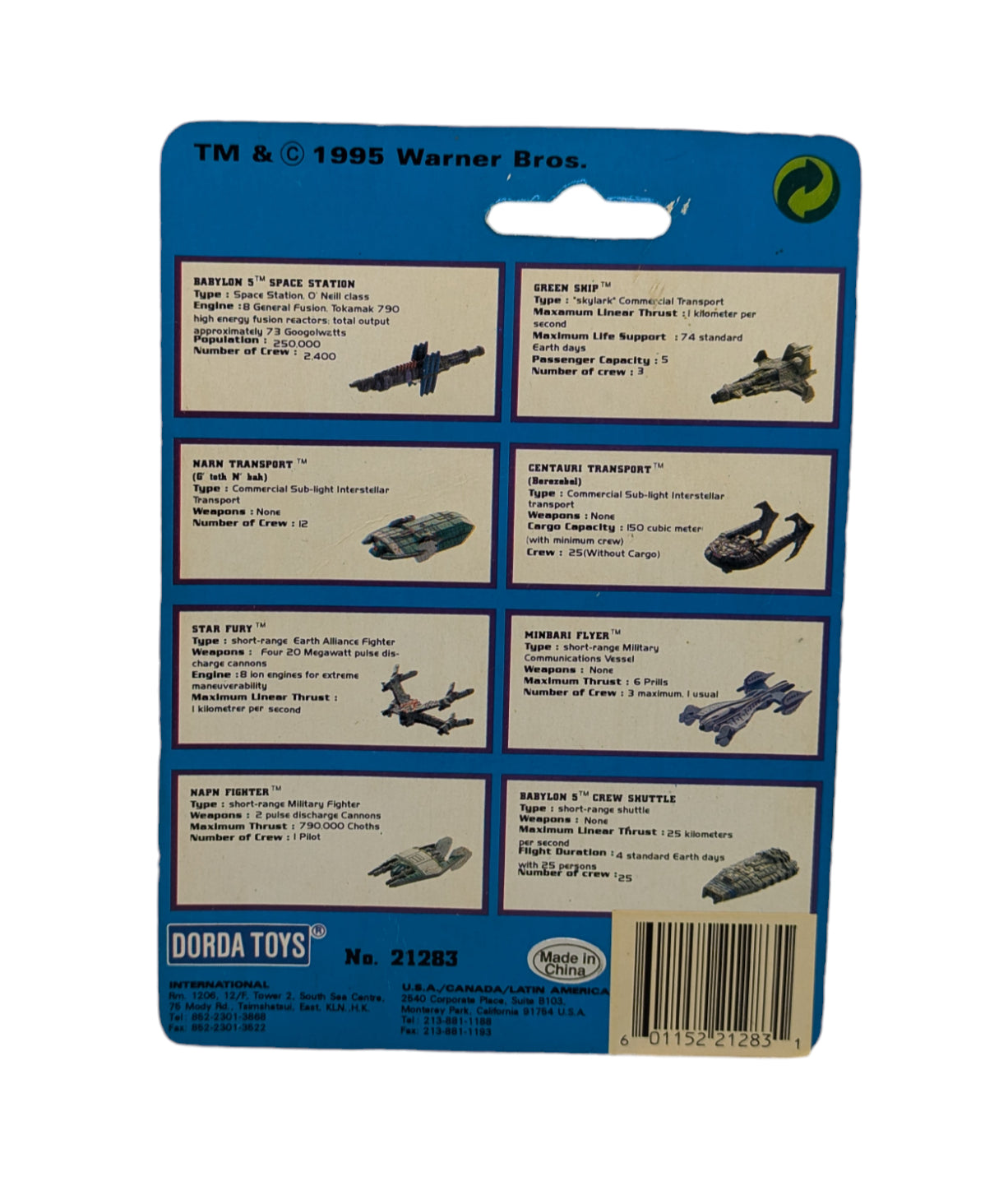 1995 Dorda Toys Babylon 5 Napn Fighter Keyring Keychain Model 2128 image 2