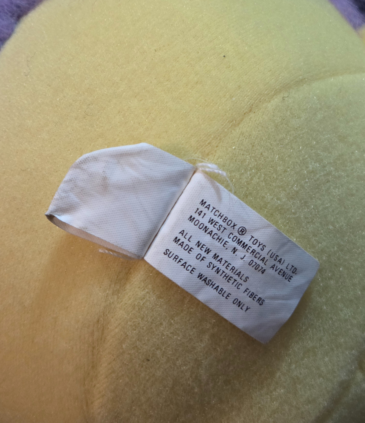 1986 Matchbox Grumples Razzcale Toy Yellow Purple Rasberry Blowing Plush image 3