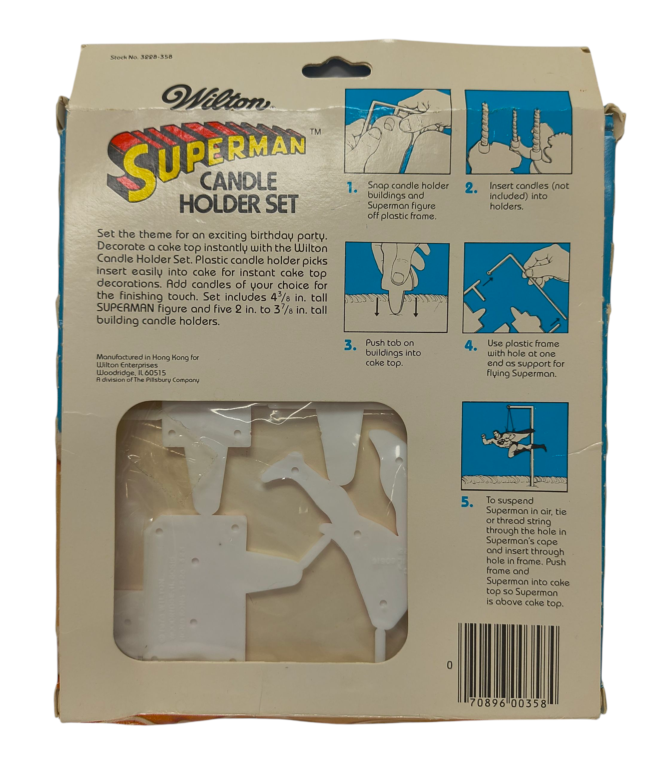 1979 Wilton Superman Candle Holder Set Cake Topper Decoration image 2